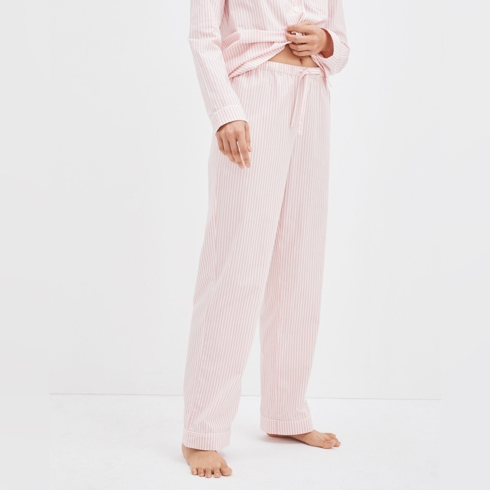 Haven Well Within | 100% Cotton Poplin Awning Stripe Sleep Pants, Size L